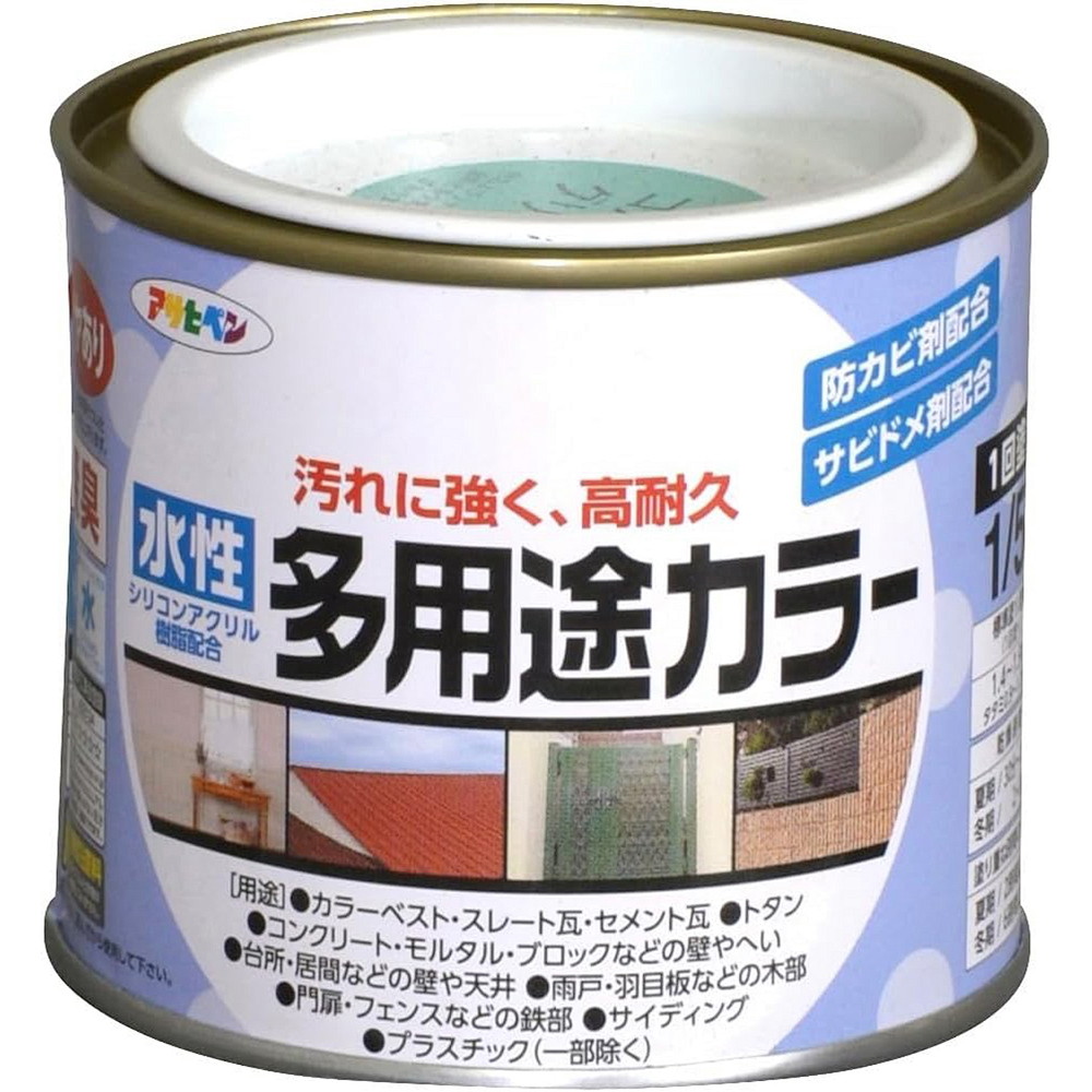 アサヒペン 水性多用途カラー 1/5L コバルトグリーン×24個セット DIY 塗料 補修 リフォーム 家庭用 室内 屋内 屋外 プロ仕様 人気 定番 日曜大工 メンテナンス 改修 模様替え 張り替え 塗り替え|ikkyu