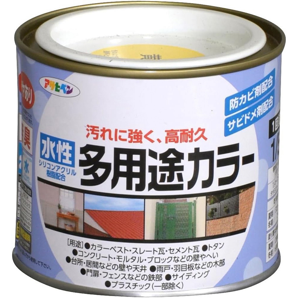 アサヒペン 水性多用途カラー 1/5L 黄色&times;24個セット DIY 塗料 補修 リフォーム 家庭用 室内 屋内 屋外 プロ仕様 人気 定番 日曜大工 メンテナンス 改修 模様替え 張り替え 塗り替え｜ikkyu 16,217円