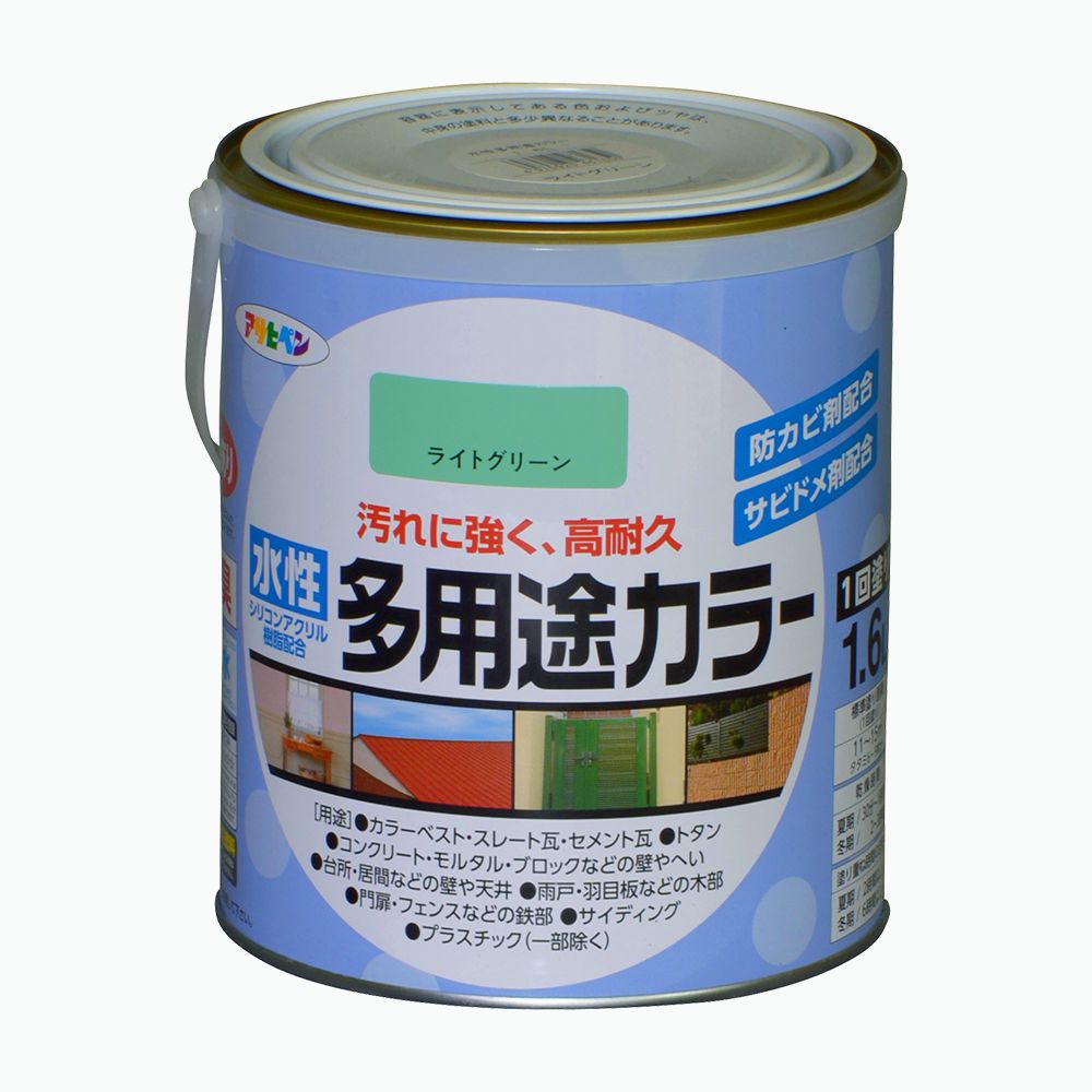 アサヒペン 水溶性多役立つこと色合い 1.6L ライトグリーン×24個書き割り DIY えの具 取りつくろう リフォーム 身寄り用 室内 屋内 露天 労働者階級操作手順 一般受け 定番 日曜日飛騨工 検査と修理 取りつくろう うつり変わり 張り替え 塗り替え