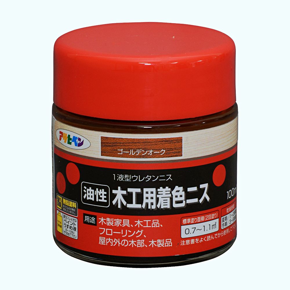 アサヒペン 木工用着色ニス 100ml ゴールデンオーク×24個セット DIY 塗料 補修 リフォーム 家庭用 室内 屋内 屋外 プロ仕様 人気 定番 日曜大工 メンテナンス 改修 模様替え 張り替え 塗り替え|ikkyu