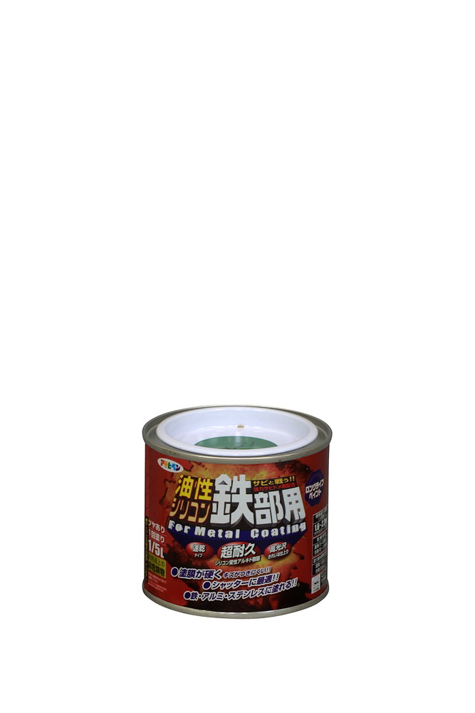 アサヒペン 油性シリコン鉄部用 1/5L グリーン&times;24個セット DIY 塗料 補修 リフォーム 家庭用 室内 屋内 屋外 プロ仕様 人気 定番 日曜大工 メンテナンス 改修 模様替え 張り替え 塗り替え｜ikkyu