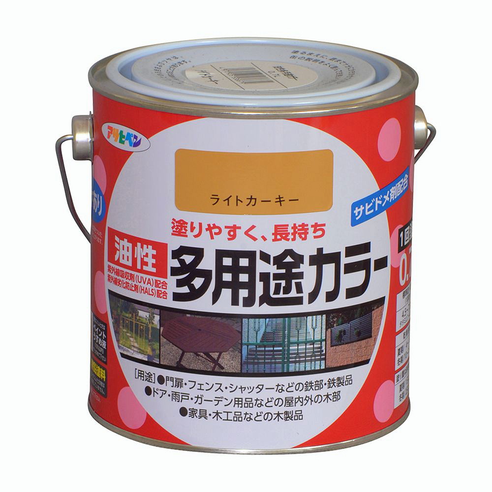 アサヒペン 油性多用途カラー 0.7L ライトカーキー×10個セット DIY 塗料 補修 リフォーム 家庭用 室内 屋内 屋外 プロ仕様 人気 定番 日曜大工 メンテナンス 改修 模様替え 張り替え 塗り替え|ikkyu