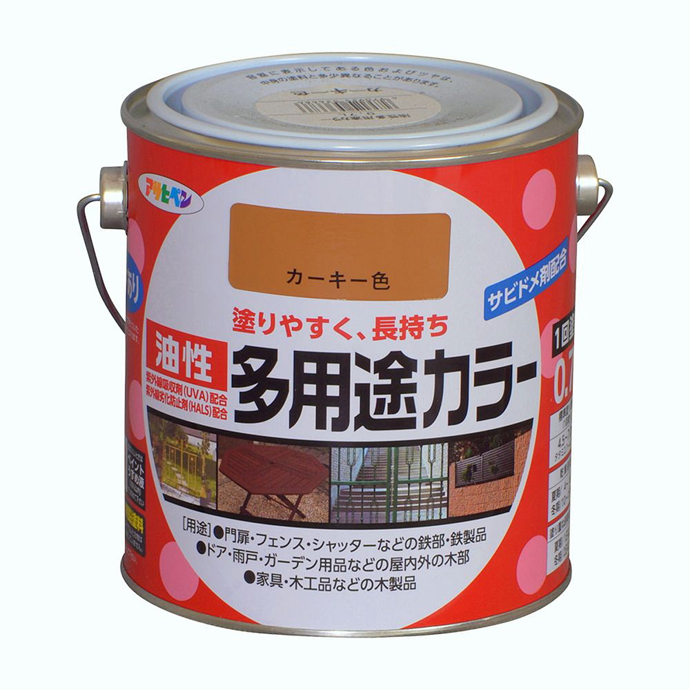 アサヒペン 油性多用途カラー 0.7L カーキー×10個セット DIY 塗料 補修 リフォーム 家庭用 室内 屋内 屋外 プロ仕様 人気 定番 日曜大工 メンテナンス 改修 模様替え 張り替え 塗り替え|ikkyu