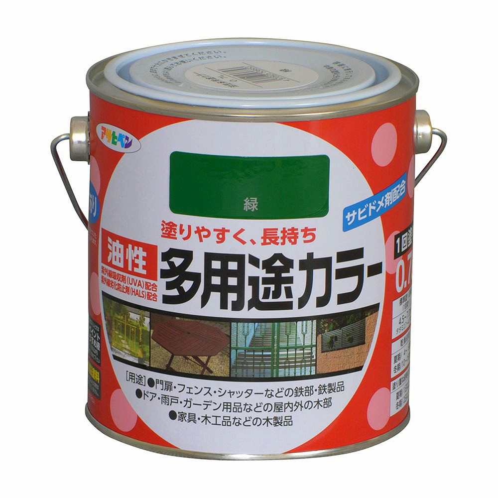 アサヒペン 油性多用途カラー 0.7L 緑&times;10個セット DIY 塗料 補修 リフォーム 家庭用 室内 屋内 屋外 プロ仕様 人気 定番 日曜大工 メンテナンス 改修 模様替え 張り替え 塗り替え｜ikkyu 17,768円
