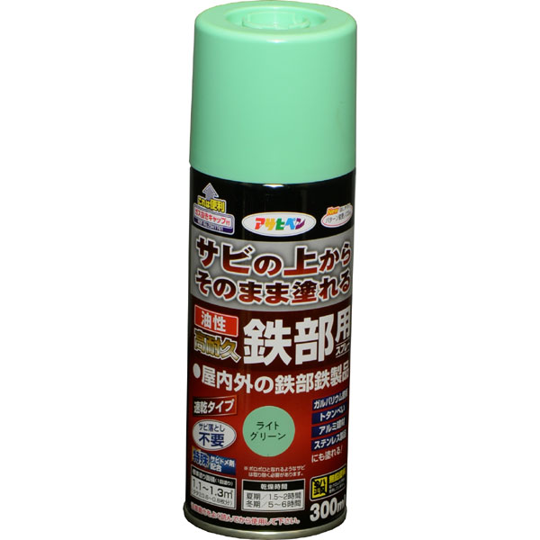 アサヒペン 油性高耐久鉄部吹きつける300 ライトグリーン×10個仕掛ける DIY 絵の具 取りつくろう リフォーム 身寄り用 室内 屋内 室外 労働者階級遣りかた 一般受け 定番 日曜日飛騨工 検査と修理 取りつくろう うつり変わり 張り替え 塗り替え