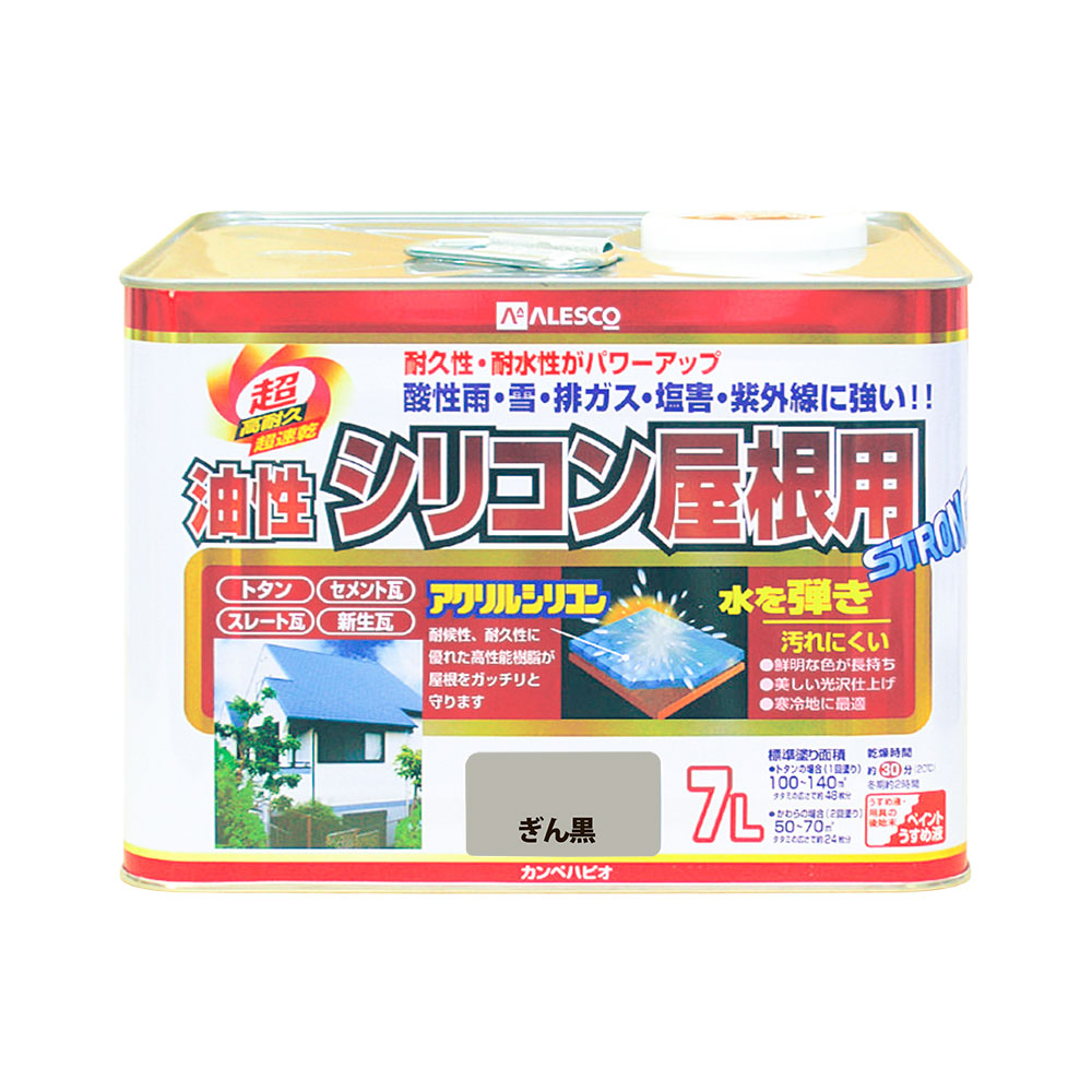 カンペハピオ 油性ケイ素樹脂大屋根用 ぎん黒 7Ｌ カンペハピオ ハピオセレクト 絵の具 絵の具 水溶性絵の具 油性絵の具 鉄部 木部 多役立つこと 屋内 室外 脂 兼用 DIY 防菌類 可塑性物質 混凝土 立ちはだかる