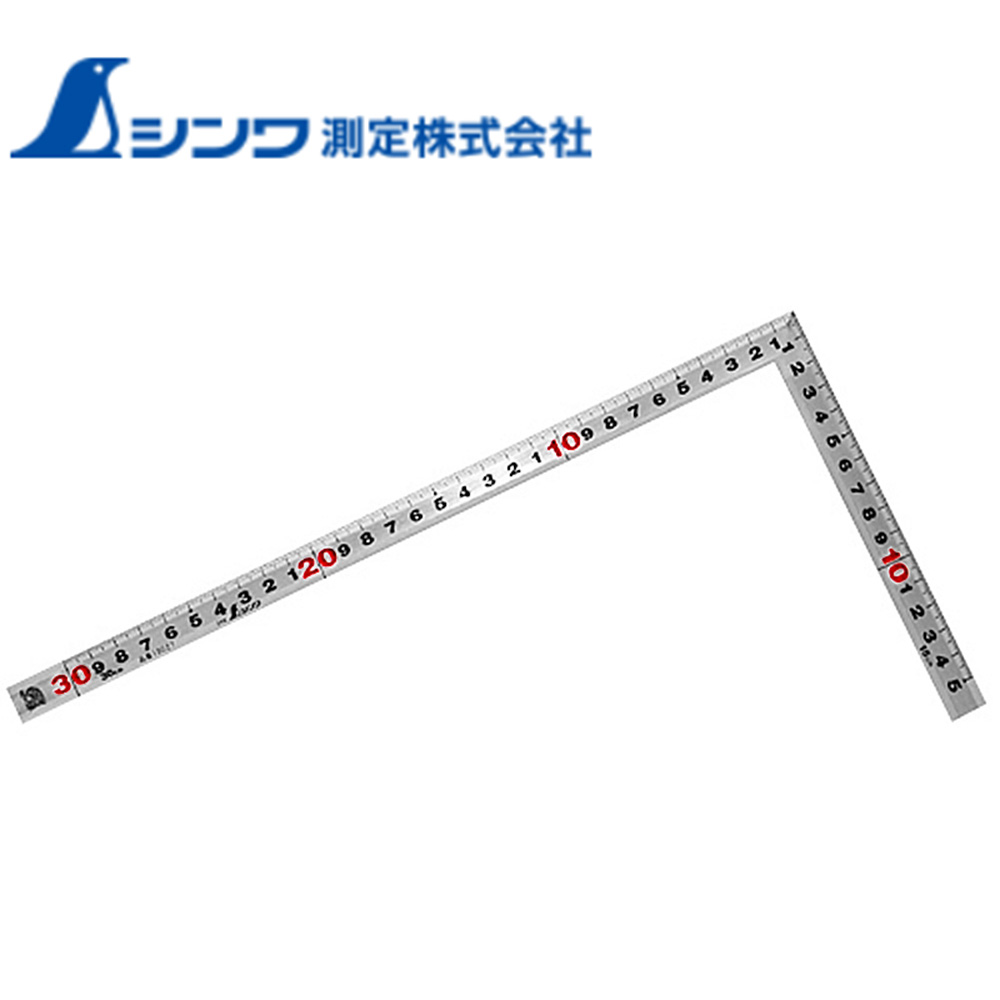 シンワ測定 10027 曲尺 シルバー30cm裏面1尺併用目盛 赤数字入 SHINWA 工具 道具 DIY