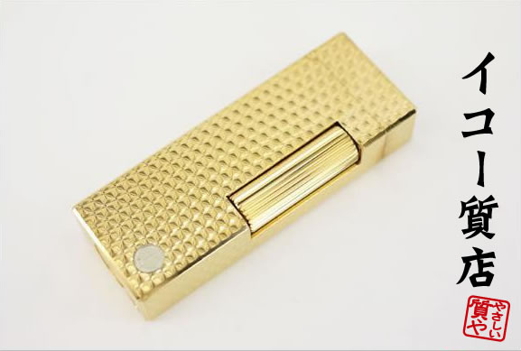 ダンヒル　★希少　美品　着火良好　ローラガスライター　RL1461　ゴールド　総柄デザイン　【中古】 7414｜イコー質店　店