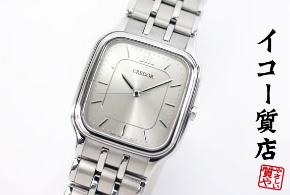【値下げ◎】　クレドール　シルバー 八角形 セイコー クレドール 8J82-5A10 クォーツ デイト SS シルバー メンズ