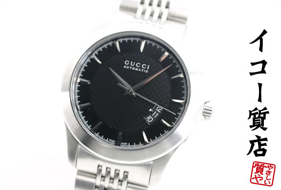 グッチ　★希少　極美品　Gタイムレス　YA126210　メンズ　ブラックダイヤル　オートマ　【中古】7596