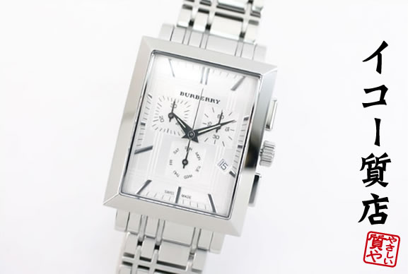 バーバリー　★希少モデル　美品　BU1326　クロノグラフ　メンズ　レクタンギュラー　電池新品交換済み　【中古】7600