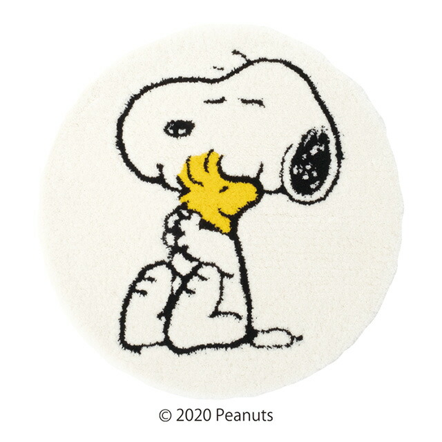ピーナッツ マット クロースフレンドマット 約65×65cm 円形 ホワイト スミノエ PEANUTS|憩ショップ