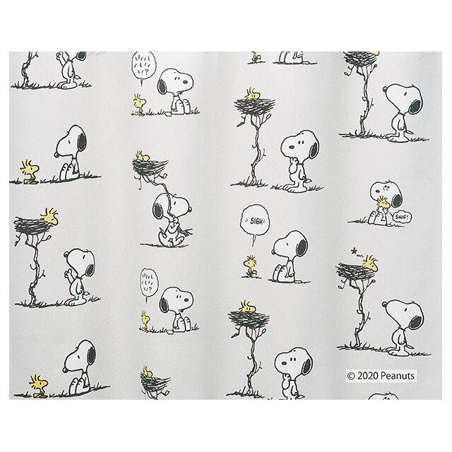 ピーナッツ カーテン ドレープ フレンズネスト 約100&times;200cmの2枚組(1窓分)アイボリー／ベージュ／グレー スミノエ PEANUTS｜憩ショップ