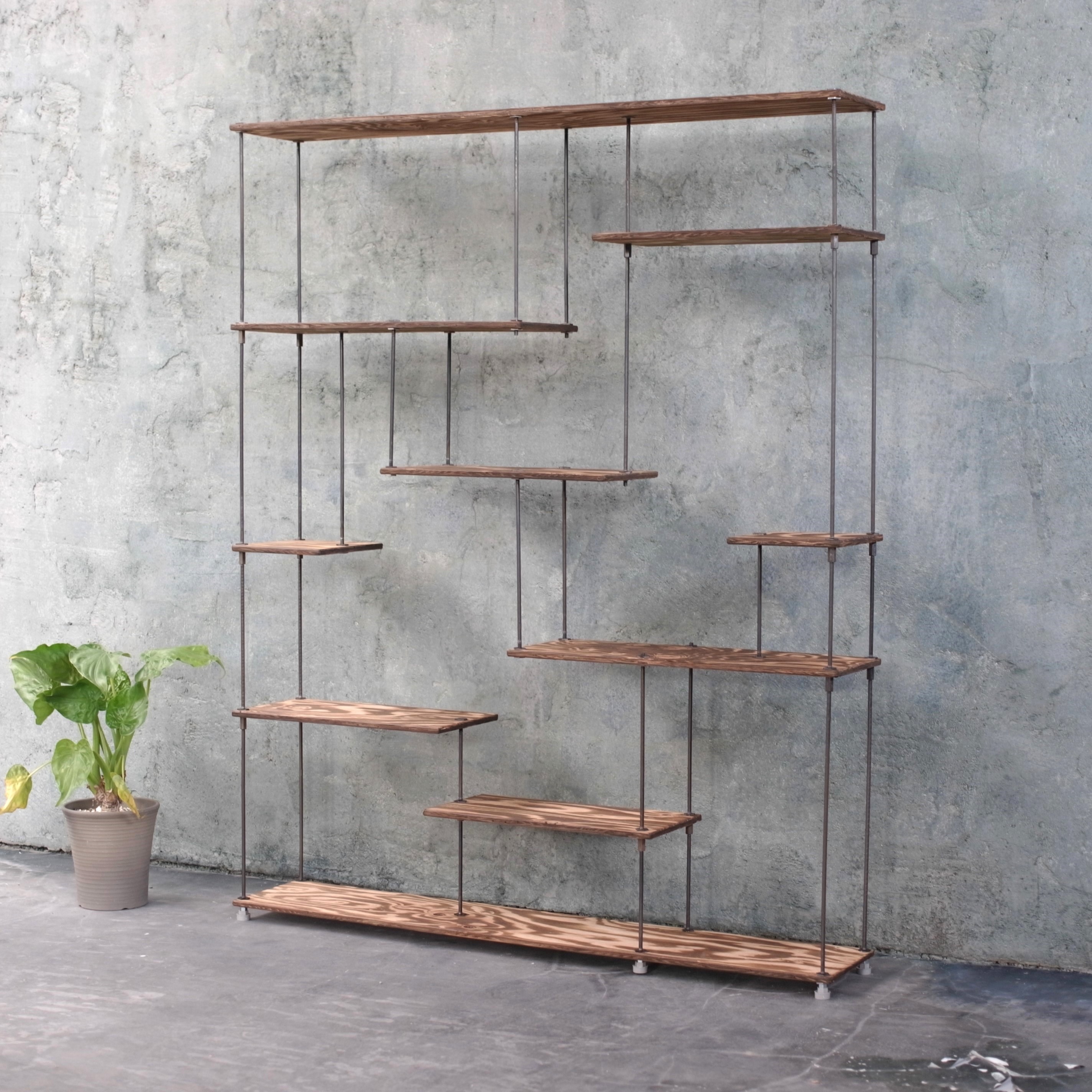 楽天市場】テレビCM掲載wood iron shelf 730*600*180〈サンドカラー