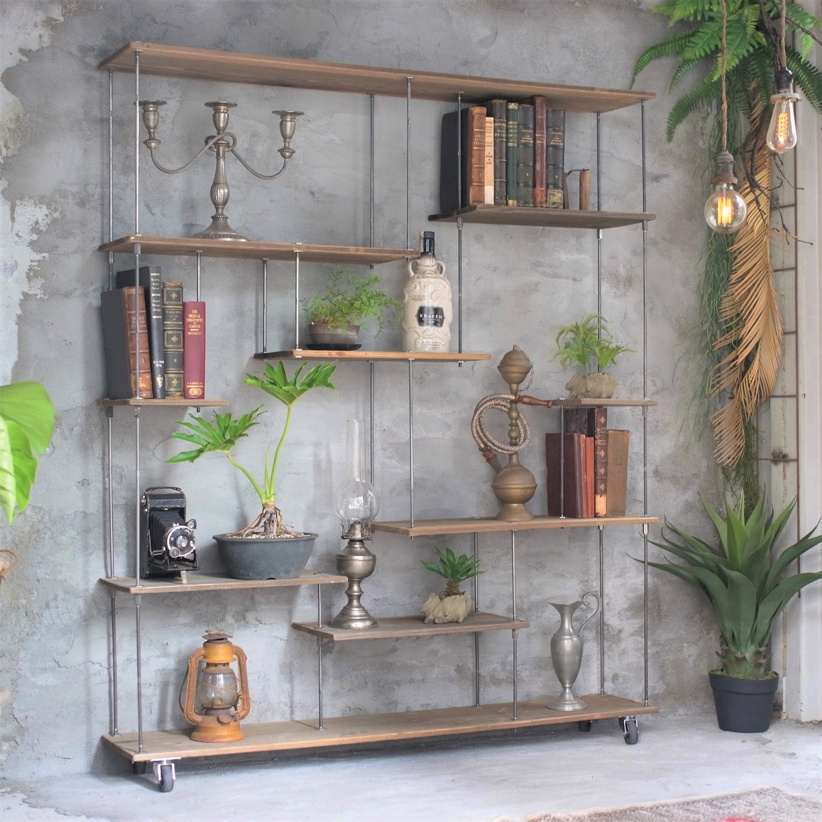 楽天市場】テレビCM掲載wood iron shelf 620*600*180〈グレイッシュ