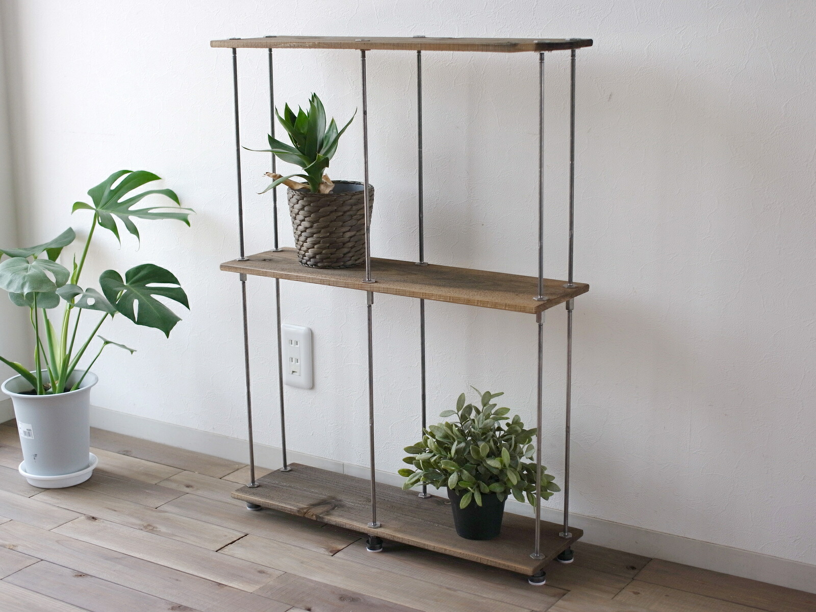 楽天市場】テレビCM掲載wood iron shelf 620*600*180〈グレイッシュ