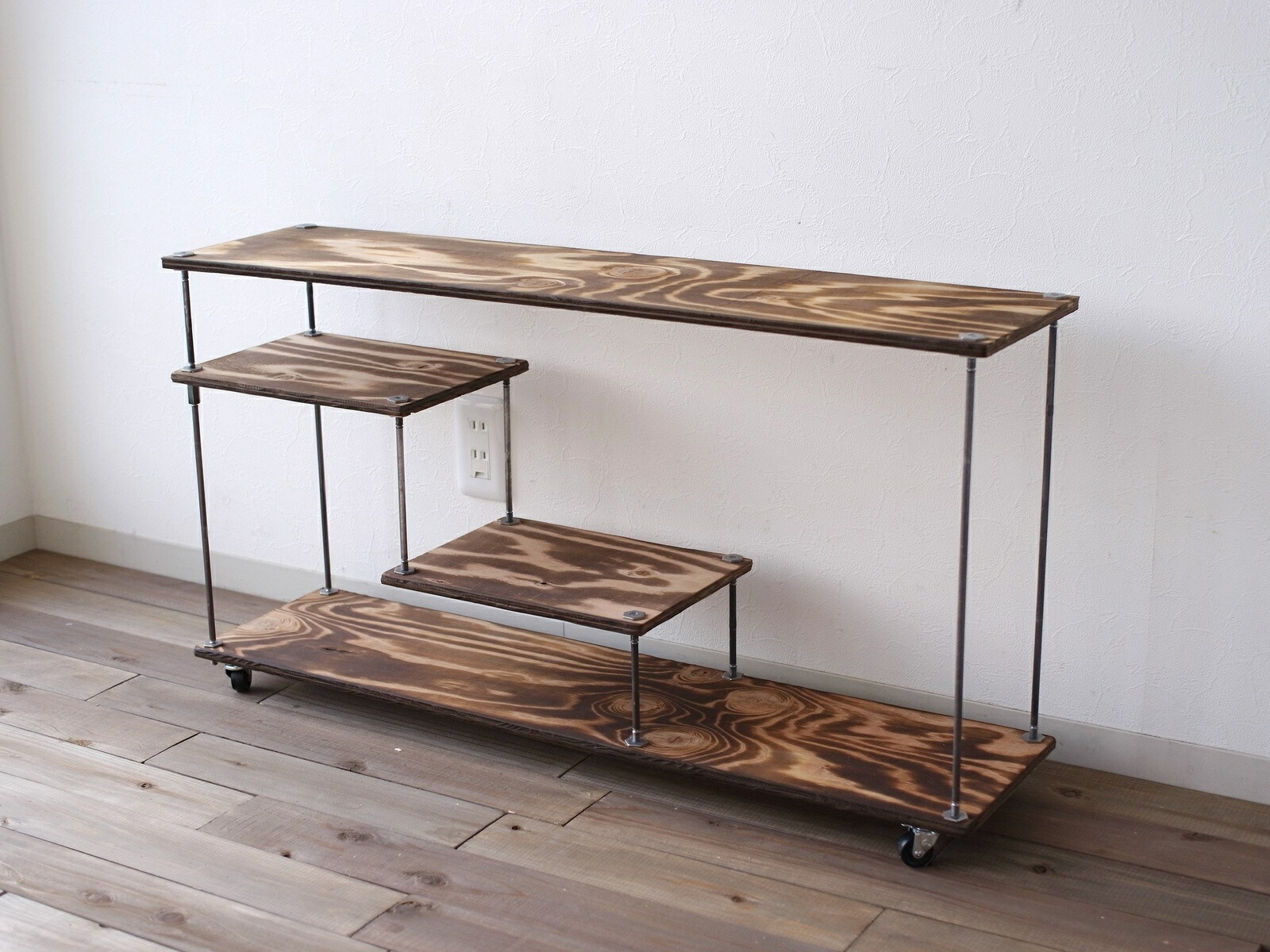 楽天市場】テレビCM掲載wood iron shelf 620*600*180〈グレイッシュ