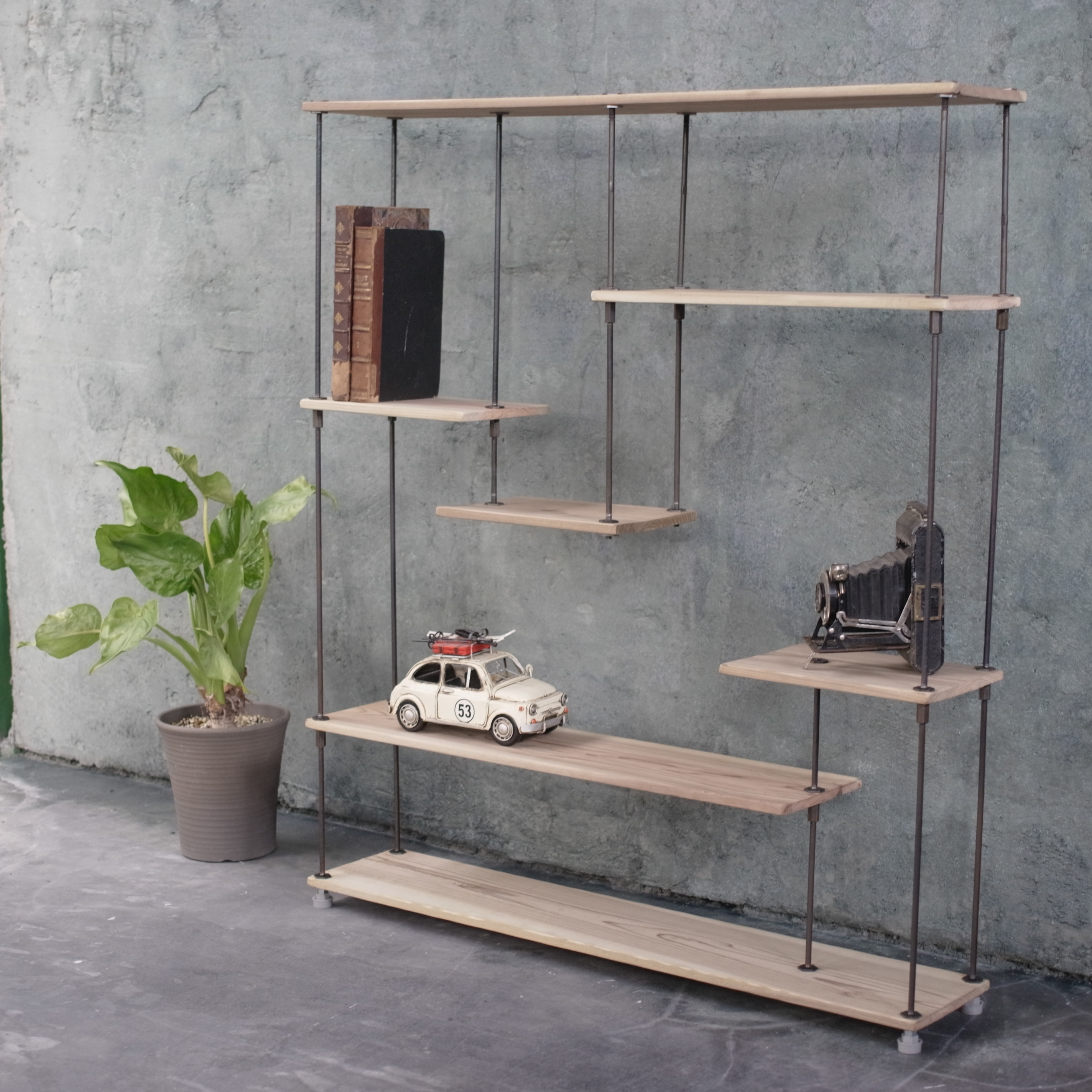 楽天市場】wood iron shelf 730*600*180〈サンドカラー〉 アイアン 棚
