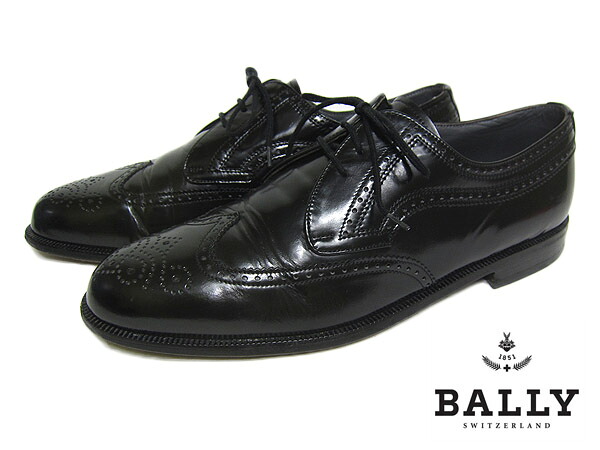 【中古】 BALLY バリー 黒色本革 スイス製 ウイングチップレザーシューズ 27.0cm E ヨーロッパ輸入 ドレスシューズ 【異国屋】｜異国屋