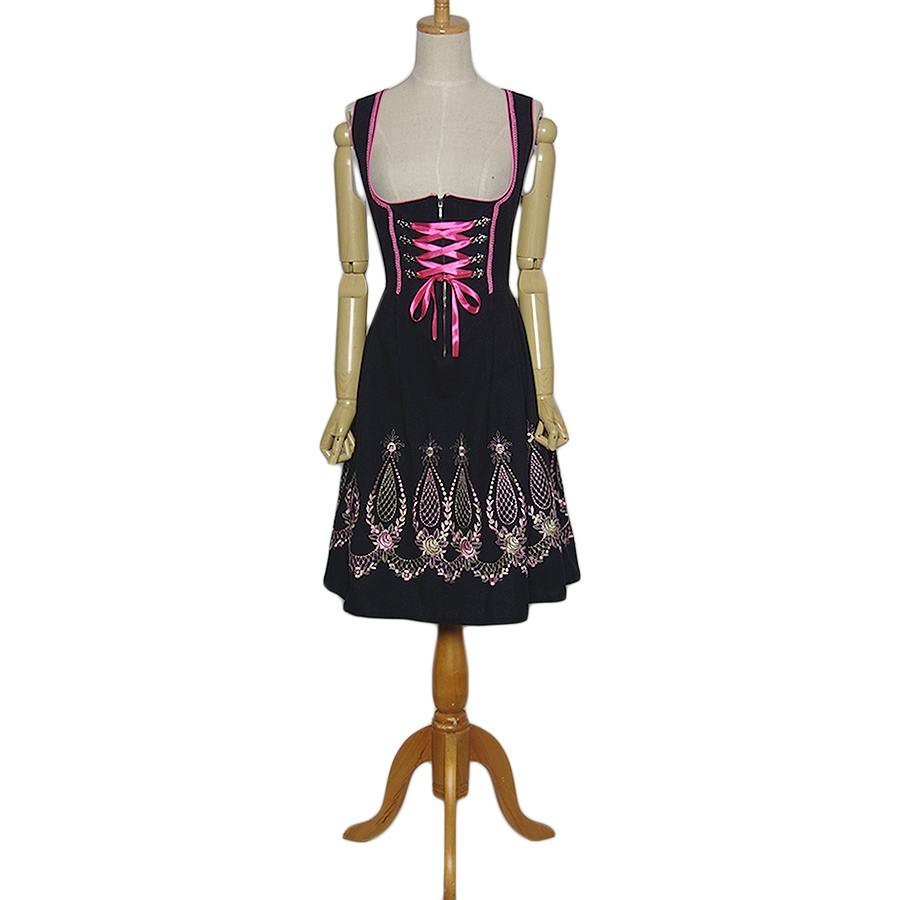 送料無料 中古 Almenrausch 刺繍入り チロルワンピース ディアンドル ドレス レディース Sサイズ位 ヨーロッパ 民族衣装 古着 ワンピース 異国屋 超大特価 Bigcreekpeopleinaction Org