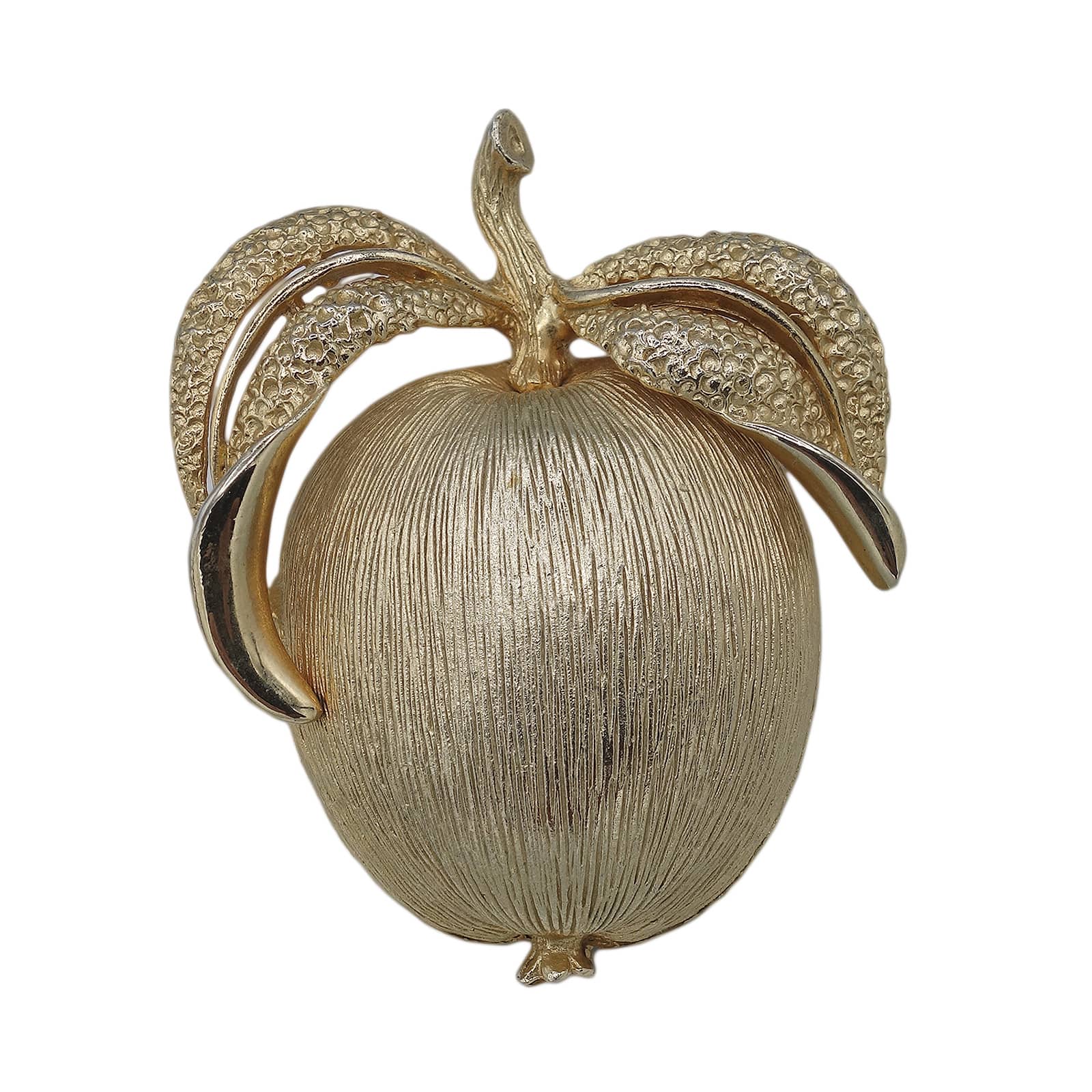 【中古】SARAH COV サラ・コベントリー リンゴ ブローチ 金色 レトロ アクセサリー ピンバッジ