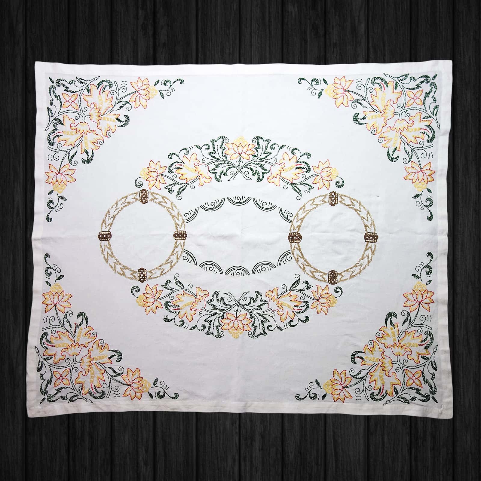 楽天市場】【10%OFFクーポン配布中】【中古】花と葉の刺繍クロス