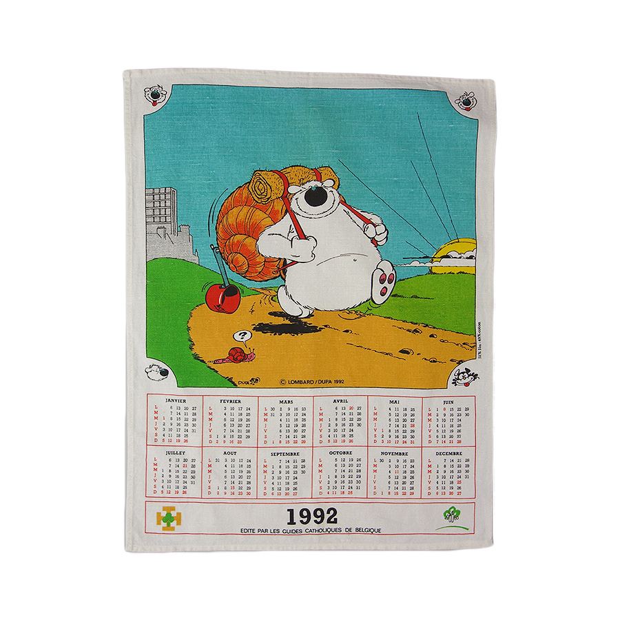楽天市場 中古 フランス 白い犬 ドメル キャラクター ファブリック 布 カレンダー タペストリー インテリア雑貨 キッチン雑貨 異国屋 異国屋