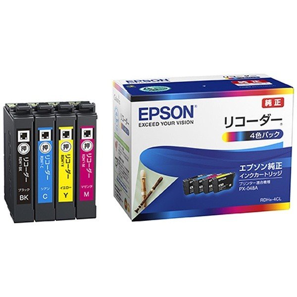 【250円OFFクーポン配布中！4/4 17：00～4/10 8：59】インクジェットプリンター用インクカートリッジ リコーダー RDH-4CL 4色 エプソン EPSON
