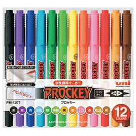 【500円OFFクーポン配布中！4/4 17：00～4/10 8：59】マーカー ユニプロッキー細字＋極細 12色（10セット） 三菱鉛筆