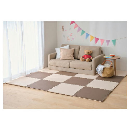 【500円OFFクーポン配布中！4/14 17:00～4/17 9:59】リバーシブルジョイントマット （1）モカブラウン／ベージュ アイリスオーヤマ