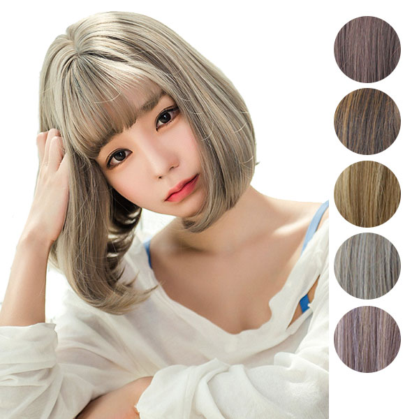 楽天市場 コスプレ ウイッグ ショートボブ ふんわり フルウィッグ 内巻きカール ボブ ショート 黒 アッシュカラー 全頭かつら 鬘 カツラ ファッションウィッグ レディース 女性用 Wig W3807 Ilandwig