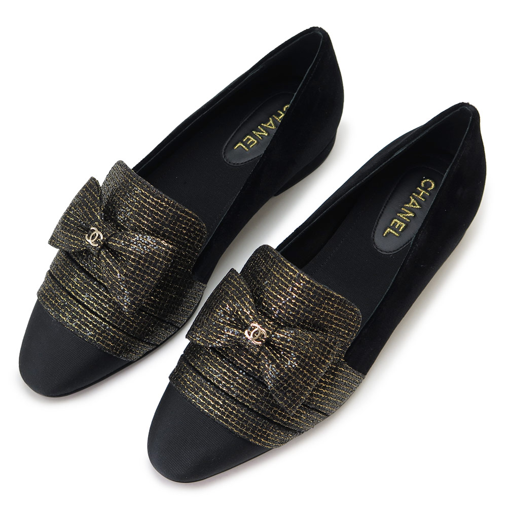 【良品】CHANEL シャネル パンプス ブラック リボン付き36ハーフ CHANEL シャネル パンプス レディース36ハーフ レッド ブラック