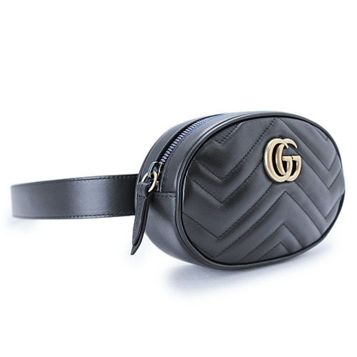 【極美品】グッチ GGマーモント ウエストポーチ キルティング 黒 476434 グッチ(GUCCI)グッチ GGマーモント キルティングミニバッグ