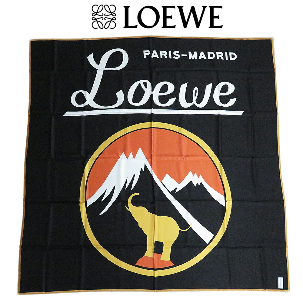 LOEWE シルクスカーフ 花柄 動物柄 aq11925 LOEWE - ロエベ LOEWE スカーフ 総柄 シルク100％ レディース