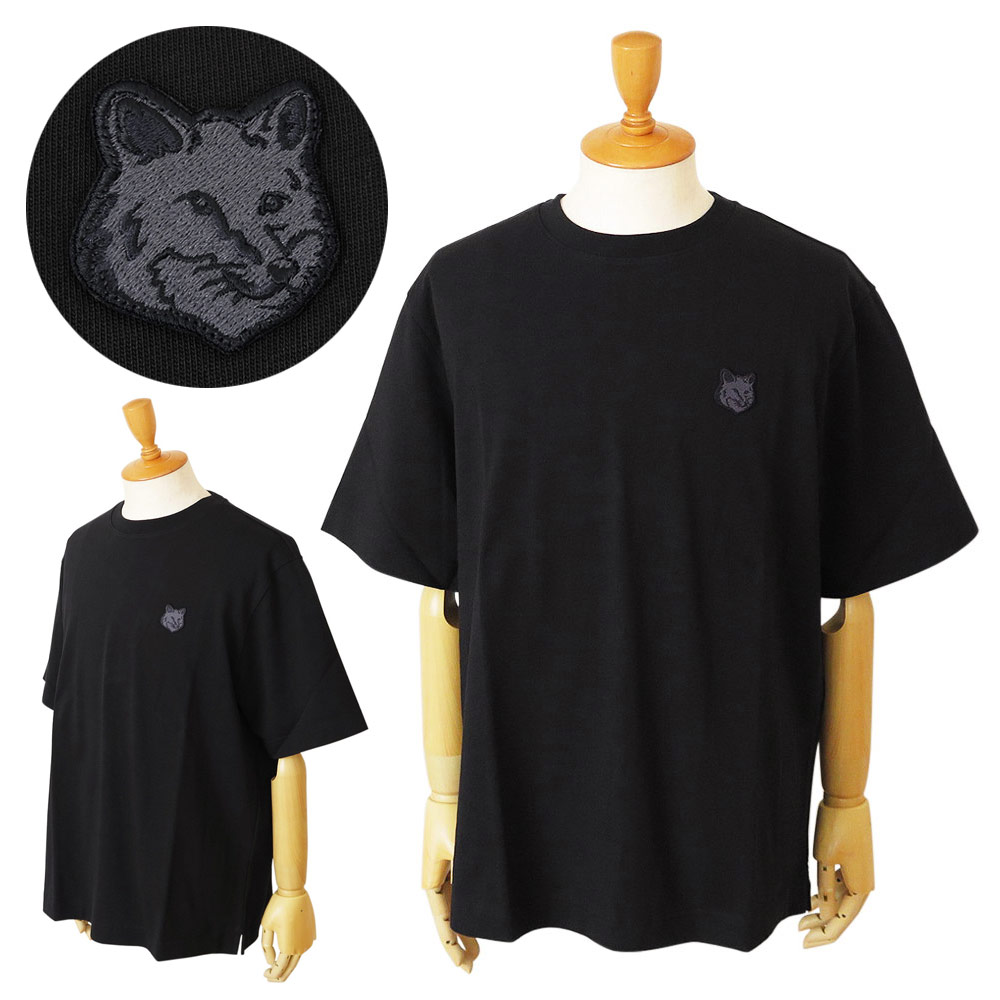 メゾンキツネ Tシャツ 半袖 メンズ トップス ボールド フォックス ヘッド パッチ ブラック 黒 MAISON KITSUNE LM00107KJ0119 P199