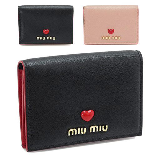 ミュウミュウ Miu Miu カードケース レディース 小物 ミュウミュウ カードケース レディース 5mc945 2bc3 名刺入れ マドラス ラブ レザー Miu Miu Madras Love 21年秋冬新作