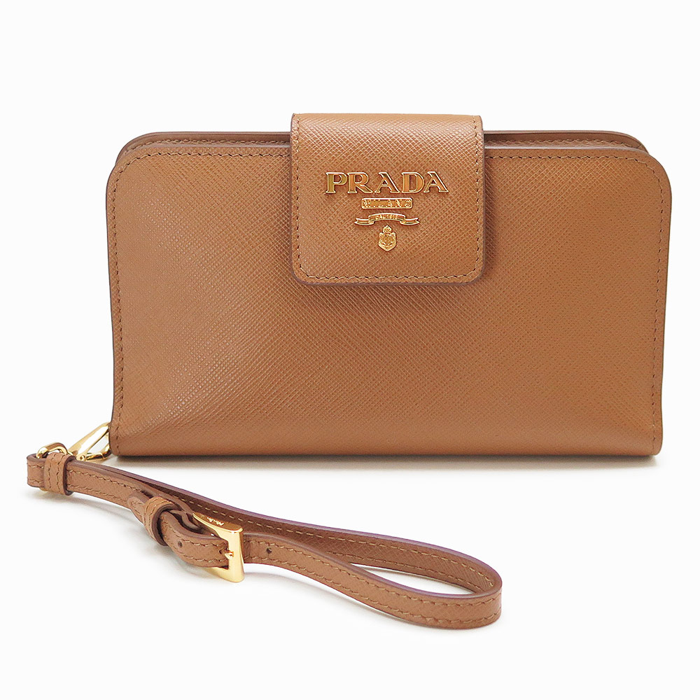 PRADA プラダ レザー ショルダーウォレット 財布 美品 PRADA】PRADA プラダ レディース レザー サフィアーノ チェーン
