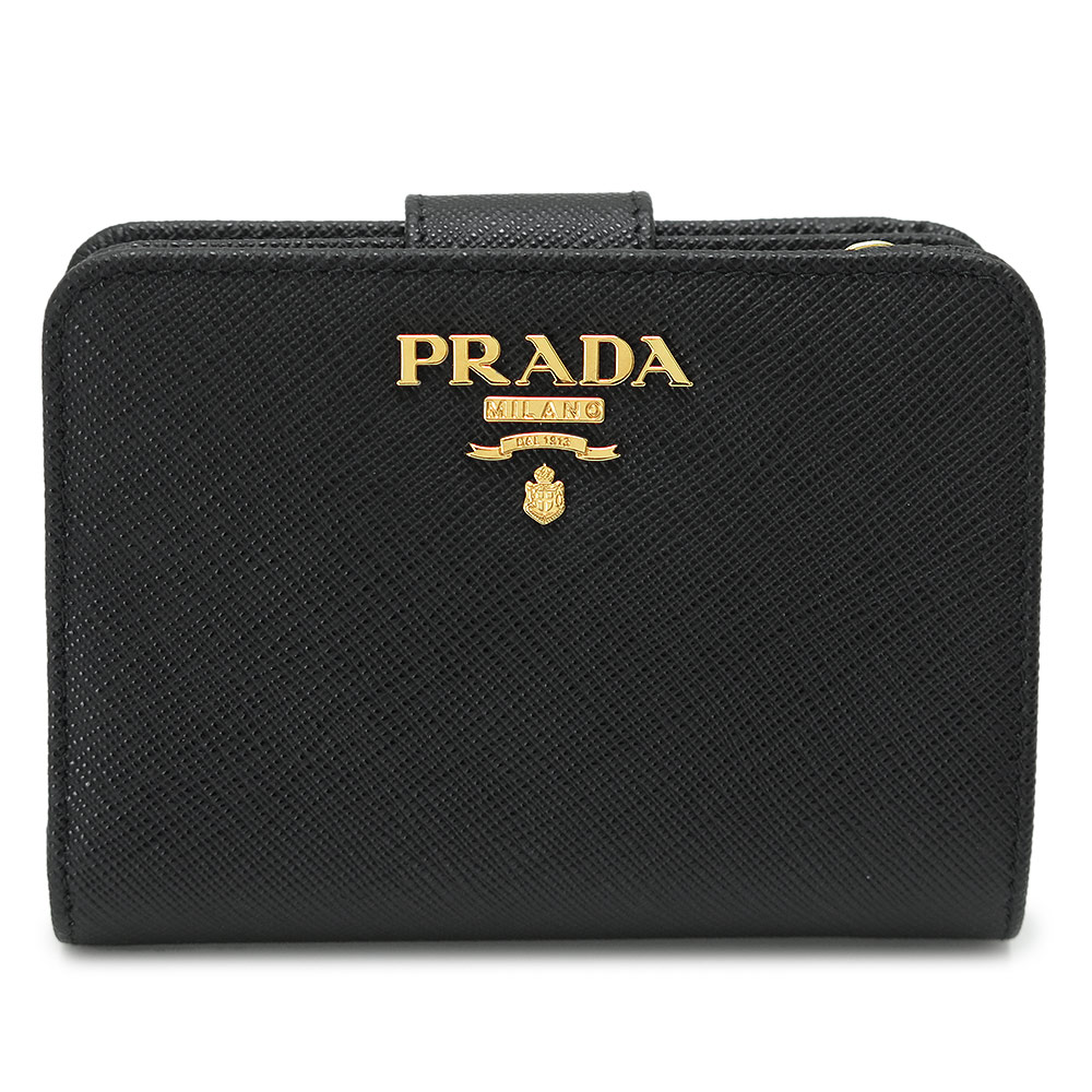 プラダ 折財布 レディース F061H COLOR 二つ折り財布 PRADA ブラック＋