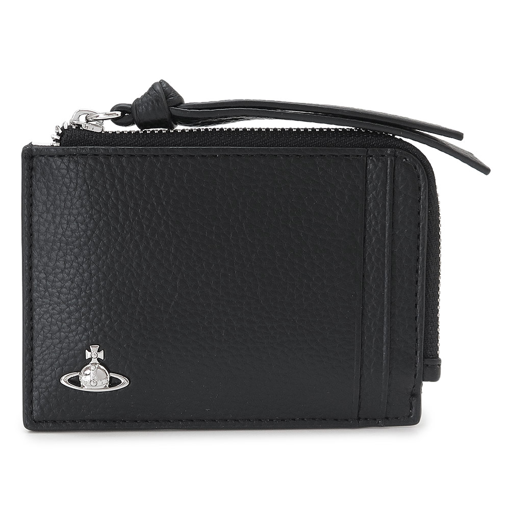ヴィヴィアンウエストウッド Vivienne Westwood カードケース 5402000YU S000D N403 PU グレイン ファスナー付きカードホルダー コインケース コンパクト財布 ミニ財布 ロゴ ブラック 黒 【2026年春夏新作】