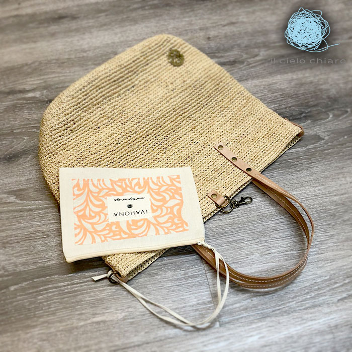 【百貨店大売り出し20％OFF!】 トートバッグ ラフィア 手編み IVAHONA イバオナ レディース トートバッグ カゴ御徒面子 編み御徒面子 本革手持ち部分 A4 大静電容量 春夏 合切袋付き添い人 ショルダーバッグ 麦わら御徒面子 差し上げ物