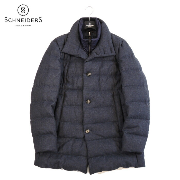 【40%OFF・新品・50】SCHNEIDERS（シュナイダー）DRIES ウールフランネルソリッド スタンドカラーダウンコート ネイビー DRAGO