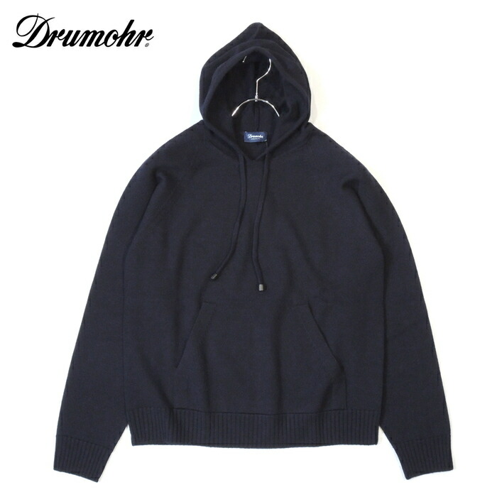 【40%OFF・新品・46】Drumohr（ドルモア）ファインメリノウール 7GGプルオーバーニットパーカ 米国海軍 D7M220-785