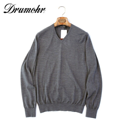 【40%OFF・新品・46~52】Drumohr MODERN（ドルモア）スーパーファインメリノウール 30GGご機嫌ゲージVのど首編み物 薄墨色 D0D481
