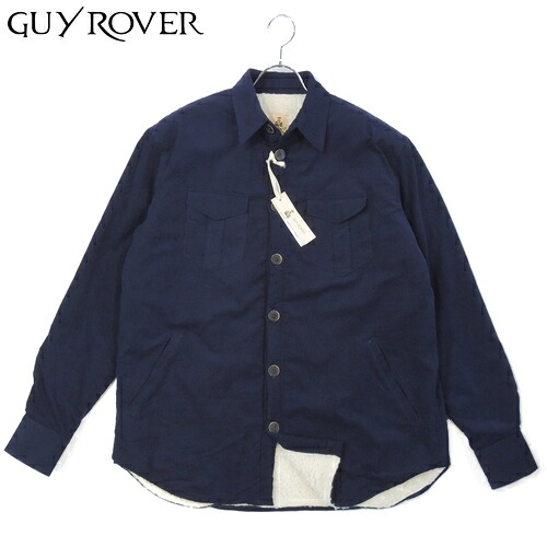 【40％OFF・新品・S】GUY ROVER（ギローバー）コットンコーデュロイ 裏ボアミリタリーシャツジャケット ネイビー IA374J-512305