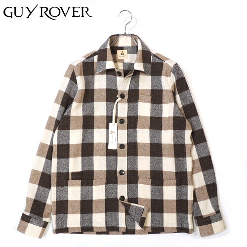 【50％OFF・新品・M】GUY ROVER（ギローバー）ウールポリエステルブロックチェック ユーロワークカバーオール ブラウン GR304-532629
