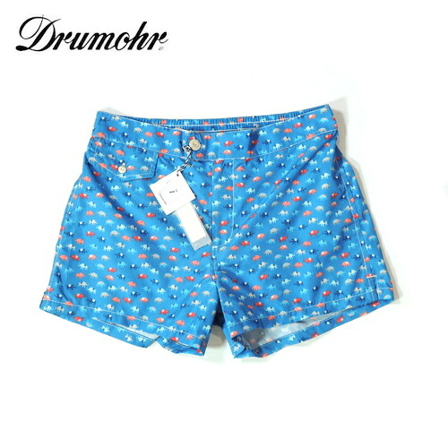 【定価1.8万・新品・M】DRUMOHR（ドルモア）アニマルプリント スイムパンツ ブルー IC417633-DE2 水着【50％OFF】