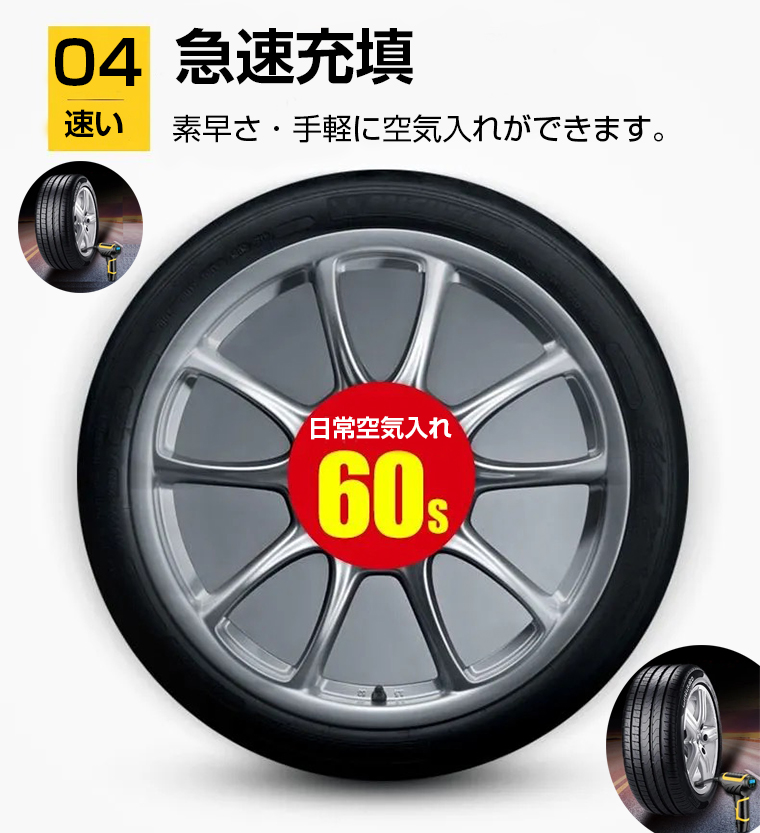 楽天市場 60s快速充填 空気入れ 自動車用 電動 車 タイヤ 空気入れ 自転車 コードレス エアコンプレッサー エアーポンプ 電動空気入れ 車用 自動停止 日常点検 ロードバイク ボール 浮き輪 バイク シガー充電式 Usb充電式 小型 軽量 コンパクト 送料無料 Ilemon