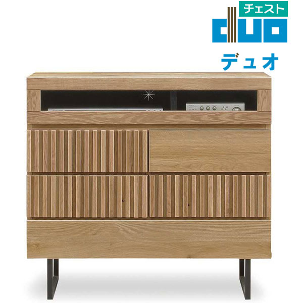 【マラソン限定!確率1/2で最大100％ポイントバック】チェスト リビングボード リビング収納 幅88cm 脚付き 木製 ナラ材 ナチュラル サイドボード 引き出し 格子 内脚 おしゃれ 88チェスト デュオ 32,110円