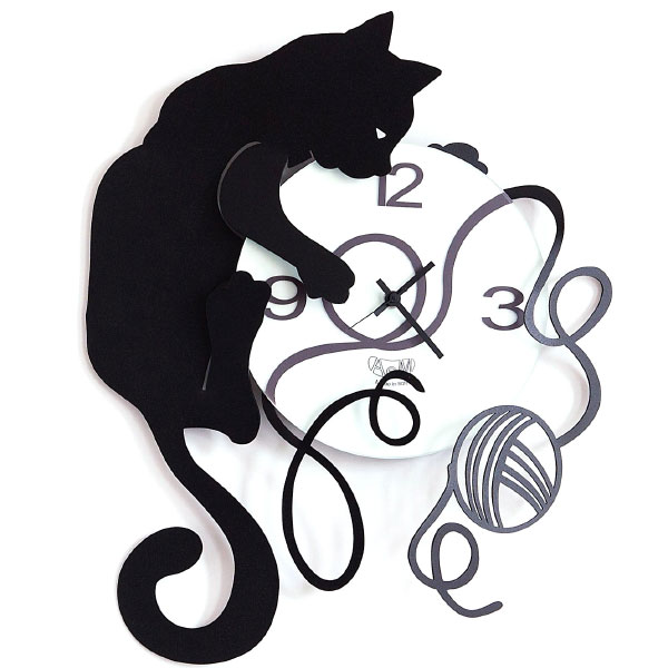 【マラソン限定!確率1/2で最大100％ポイントバック】時計 Arti e Mestieri【GATTO GOMITOLO wall clock 2598-C71】アルティ エ メスティエリ ウォールクロック モダン 猫 毛糸 じゃれる ネコ おしゃれ ミニマル