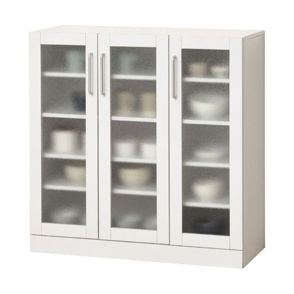 【マラソン限定!確率1/2で最大100％ポイントバック】【ヌーヴォー食器棚 90-90 (27146)】幅90 台所 キッチン収納 キッチンラック キャビネット ダイニングボード 扉付 ホワイト 白 取っ手付き 新生活 一人暮らし